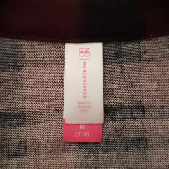 No Boundaries Open Front Red Black Plaid Cardigan - Picture 5 of 5